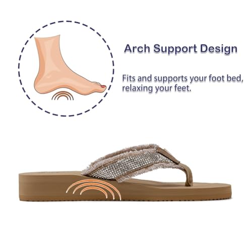 Ampeo Women's Arch Support Flip Flops Comfortable Casual Summer Beach Thong Sandals