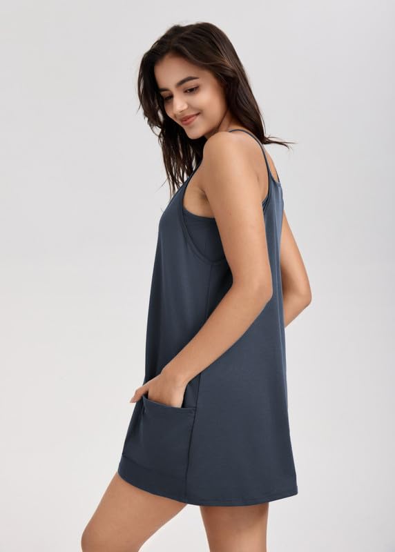 Abito Tennis Donna con Pantaloncini Integrati Senza Maniche Scollo a V Jumpsuit Casual Sportiva Corta Tuta Estiva Allentata Monopezzi Elegante Tutina con Tasche Overall Romper