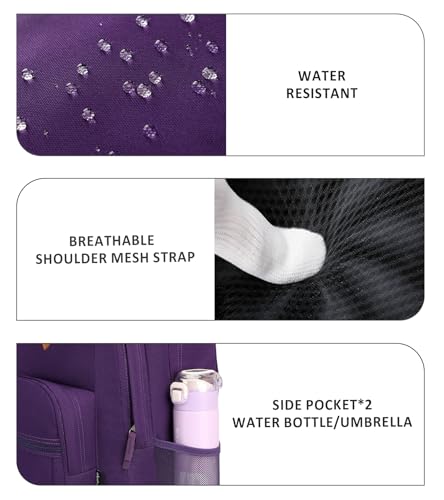 Image of abshoo Girls Solid Color Backpack For College Women Water Resistant School Bag (Purple)