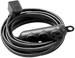 Black 12ft Fabric Extension Cord with 3 Outlets, Multi Outlet with Multiple Outlets, 3 Pin Plug Extender, 16 AWG Indoor Extension Cord, ETL Certified with Hanging Hook