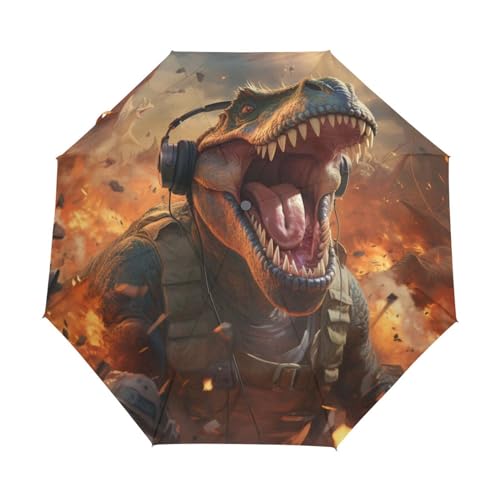 Parapluie pliable automatique dinosaure pour enfants avec protection UV