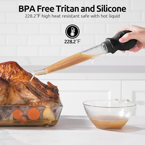 Image of U-Taste Turkey Baster for Cooking, Large Basting Bulb with Brush, Black