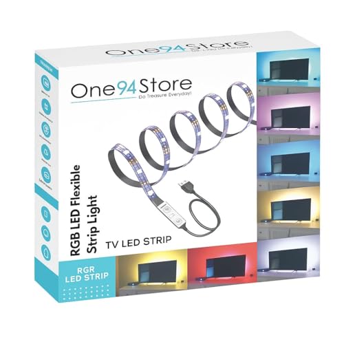 One94Store RGB LED Strip Light – USB Powered 5V Flexible Color Changing Light Strip with Mini Controller for TV Backlight, Gaming Setup, PC, Desk (1 Meter for Tv'S Upto 28' inch) 1 Meter