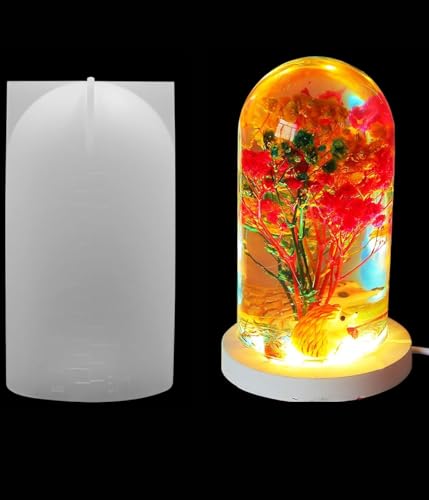 Image of Round Cylinder Light Resin Mold for Flower Preservation, Featuring USB; Perfect for DIY Epoxy Casting Projects and Desktop Ornaments for Home Decor