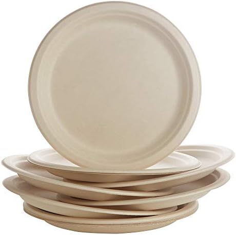 Catty Homey, 10 Inches, Biodegradable Plates, 110 Counts, Eco-friendly Compostable Plates, Alternative Disposable Paper Plates, Original Color