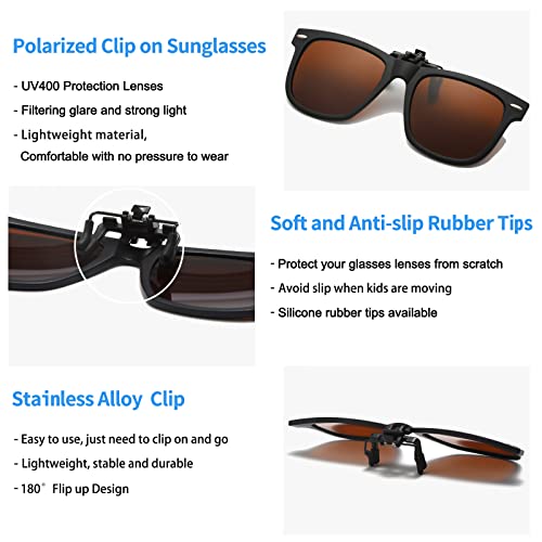 Long Keeper Kids Clip On Sunglasses Polarised Children Junior Clip-on Sunglasses over Prescription Glasses UV Protection Flip Up Sunglasses for Boys Girls - Image 3