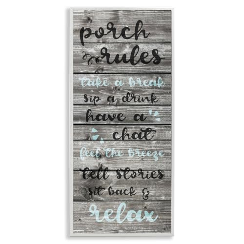 Porch Rules Rustic Sit Back Relax, 13 x 30 Inch Framed Giclée Print