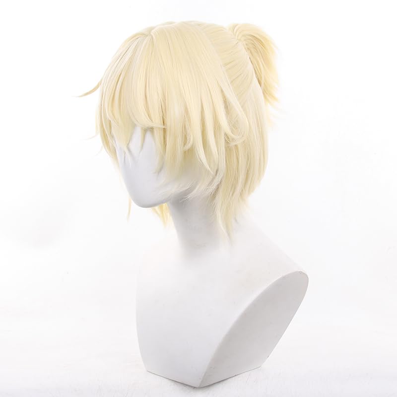 Short Curly Blonde Cosplay Wig Halloween Costume Party Wigs for Adult