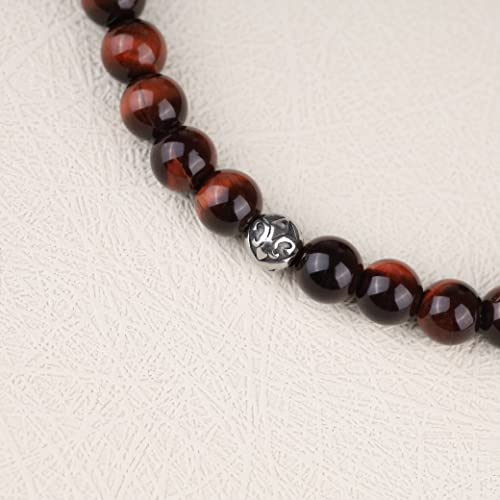 Gavu Fleur De Lis Healing Crystal Red Tiger Eye Bracelet 8" #TOP5
