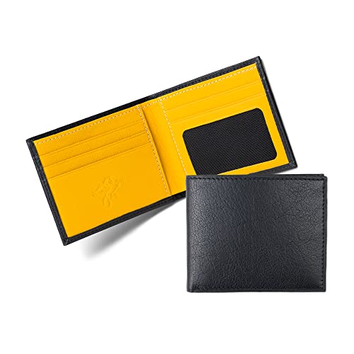 PEGAI Standard Full-Grain Leather Bifold Wallet For Men | Stylish and Secure RFID Blocking Slim Mens Wallet With Credit Card Holder | Edward (Yellow)