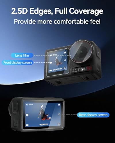 Image of OpenTech Premium Tempered Glass Screen Protector for DJI Osmo Action 5 Pro Camera (Transparent) | 9H Hardness, Anti-Scratch Lens & Screen Guard Complete Set of 3