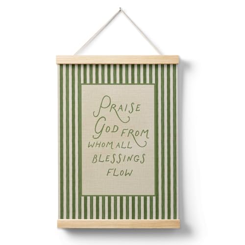AQYIP Retro Green Striped Christian Faith Wall Art Decor, Praise