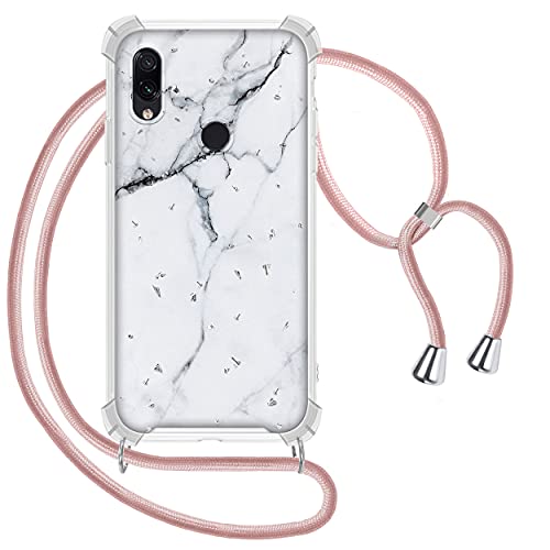 Fundas Para Xiaomi Redmi Note 7 Funda con Cuerda para Xiaomi Redmi Note 7/Note 7 Pro/Note 7s, Glitter Carcasa Mármol Brillante Ultrafina Rígida PC con...