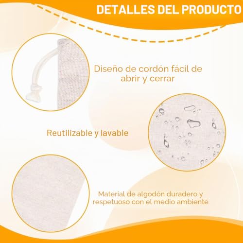 Miniatura 3 de 15 Bolsas De Algodón, 20 X 15 Cm, Bolsas De Tela Para Pintar, Bolsas De Algodón Pequeñas, Muselina De Algodón Con Cordón, Para Manualidades, Bodas, Navidad, Calendario De Adviento