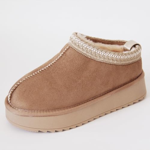 Gegefur Women's Snow Boots Platform Boot Fur Lined Slip On Short Boots2