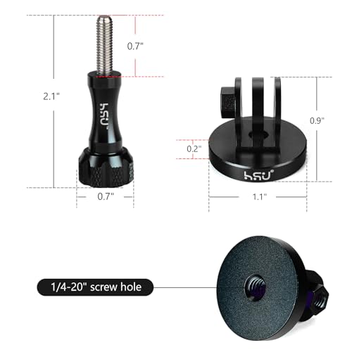 Image of HSU Aluminum Alloy Metal Go Pro Tripod /Monopod Mount with Aluminum Thumbscrew for Go Pro Hero 13, 12, 11, 10, 9, 8, 7, 6, 5, 4, 3+, 3, 2, 1 HD, Campark and Other Action Cameras (Black) (Black 1)