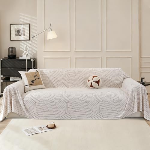 Ystyle Funda Sofa 3 Plazas, 200x340 CM, Cubre Sofa Antideslizante, Fundas para Sofa Antimanchas, Manta Cubre Sofa Grande, Protector De Sofa AntiarañAzos Gatos Perros, Sofa Cover, Marrón Beige