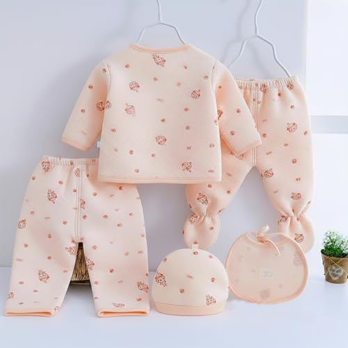 Image of Presents New Born Baby Winter Wear Printed Baby Clothes 5Pcs Sets 100% Cotton Boys Girls Unisex Baby Cotton /Winter or Flannel Suit Infant Clothes