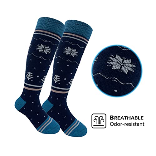 HIGHCAMP Meias infantis de esqui, neve, 2 pares para snowboard, patinação, esqui, meninos e meninas,