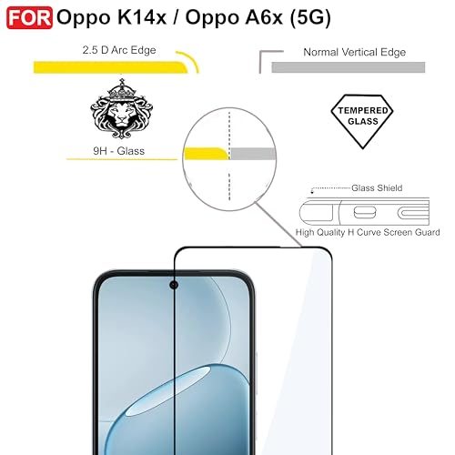 Image of CEDO Tempered Glass for Oppo K14x / Oppo A6x | Screen Protector Full HD Quality Tempered Glass Anti-Scratch Edge to Edge Coverage with Easy Installation Kit (Black)