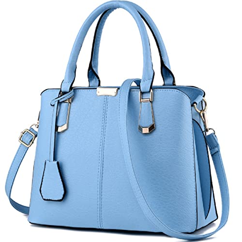 XingChen Purses and Handbags for Women Fashion Messenger Bag Ladies PU Leather Top Handle Satchel Shoulder Tote Bags Light Blue