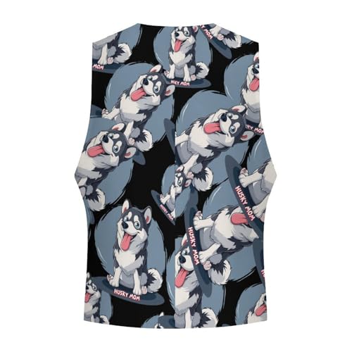 Husky Mom Men's Suit Vest Waistcoat Vests Formal Dress with 2 Pockets for Business Casual Tuxedo4