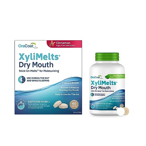 OraCoat XyliMelts Dry Mouth Relief Bundle Mild Mint 100 Count and Cinnamon 40 Count
