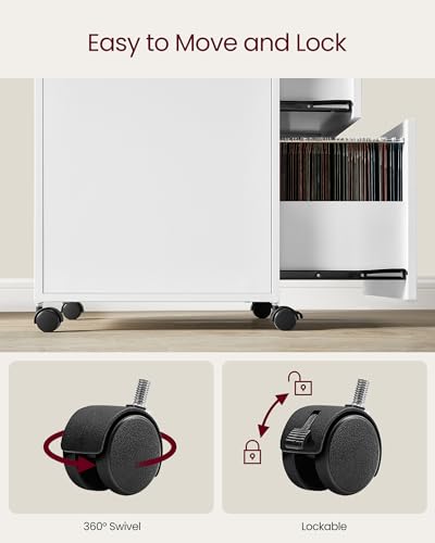 Image of VASAGLE 2 Drawer File Cabinet, Rolling Printer Stand