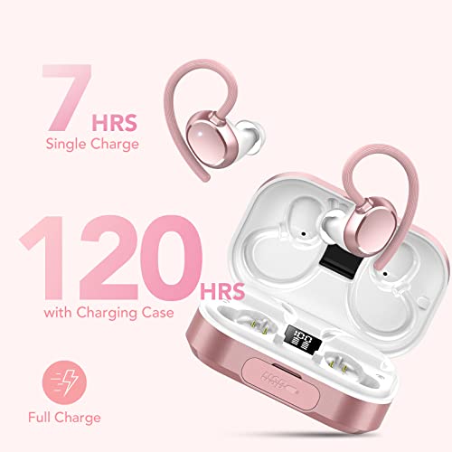 Kt1 Ear Buds Wireless Earbuds V5.3, 120H Playtime, Bluetooth Earbuds For Small Ear, Ipx7 Waterproof Running Headphones, Deep Bass, Over Ear Sport Earbuds Wireless Bluetooth Earphones For Android Ios #TOP1