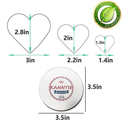 Kanntie 3 Pieces Heart Cookie Cutter Set - Premium Stainless Steel #TOP4