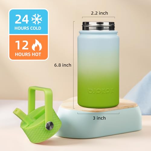 Image of BJPKPK Insulated Water Bottle, 15oz Stainless Steel with Straw Lid