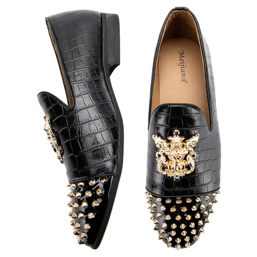 Image of Meijiana Mens Velvet Loafers Dress Shoes with Metal Embellishments Party Luxury Loafer Shoes