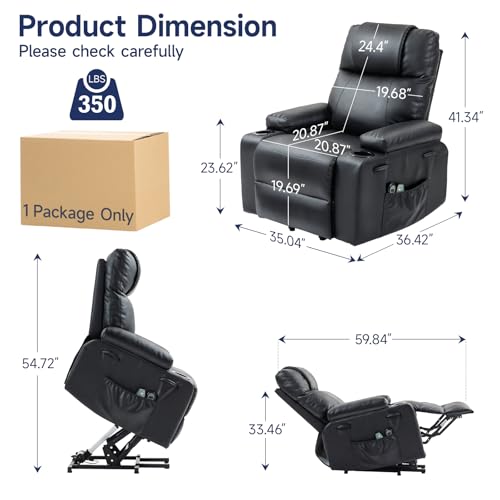 Sillón Plegable Cuero Sintético Negro miniatura 2