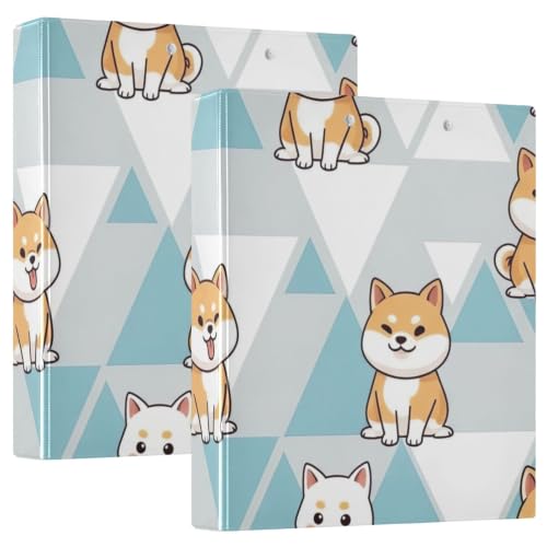 Classeur 3 anneaux Shiba Inu flexible de dessin animé avec poches Ex2