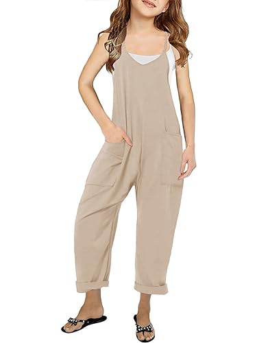 Bnycuml Girl's V Neck Sleeveless Jumpsuits Spaghetti Straps...