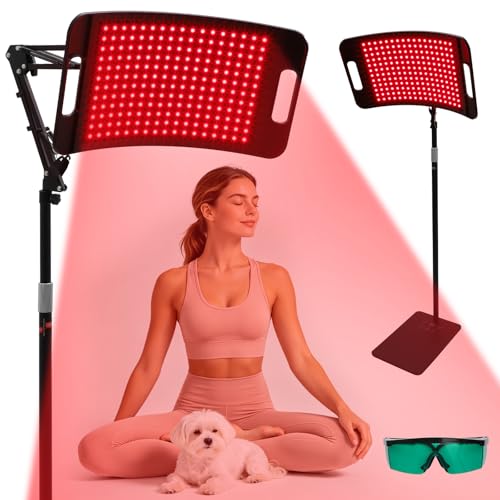 LEDINO Red Light Therapy for Face and Body - 204LEDs Tri-Wavelength 660nm 850nm 940nm Infrared Light Therapy Panel with Stand for Home Use, Red Light Therapy Lamp for Body Face, Gift for Women Men