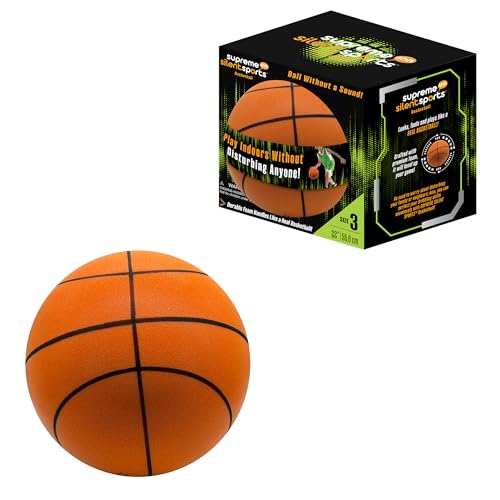 Supreme Silent Sports Junior & Youth Basketball | Quiet Indoor Safe Soft Foam Ball with Noise Reduction for Training Dribbling & Playing Boys & Girls Never Shrunken | Orange Size 3-22 (1 Pack)