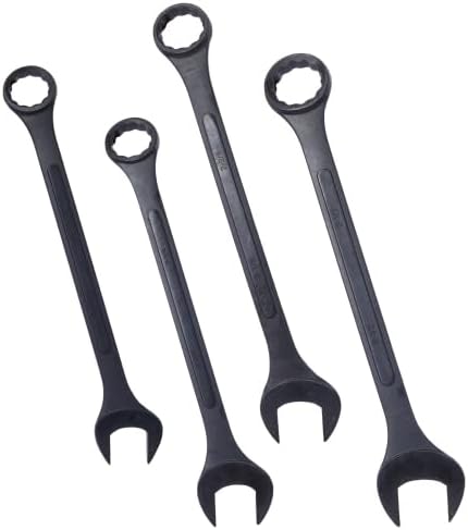 LuckyNote SAE Jumbo Combination Wrench Set Extra Large, 4 Piece,storage bag included,Black Oxide
