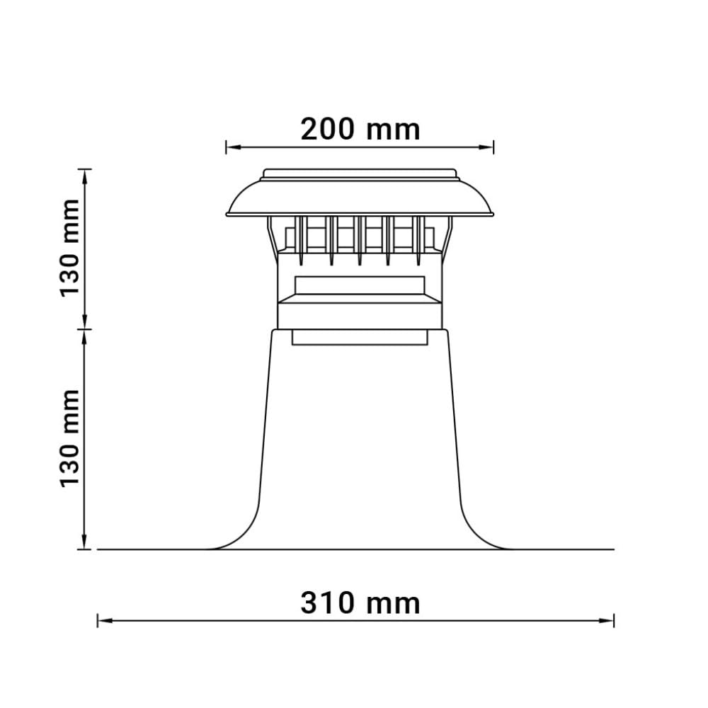 HSS Flachdachentlüfter DN90-100 Alu-Flansch für Kaltdach