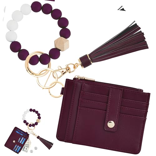 Image of KNGITRYI Wristlet Wallet for Women,RFID Keychain Wallet with Beaded Strap