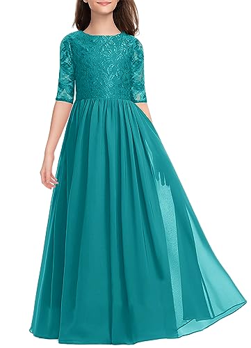 HOSIKA Blumenmädchenkleid, elegant, Vintage, Spitze, Chiffon, A-Linie, formell, Geburtstag,...