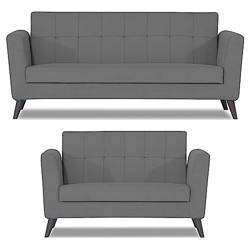 Image of Adorn India Dannis 3+2 5 Seater Sofa Set (Grey) (3 Year Warranty)