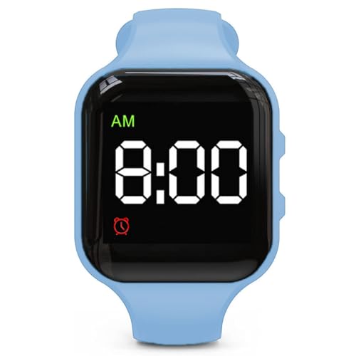 Water Resistant Potty Training Watch Rechargeable Vibrating Alarm Reminder Watch Silent Wake Up Wristband - with Lock (Light Blue)