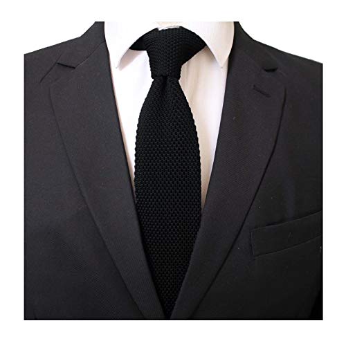 Kihatwin Jet Black Ties Woven Casual Preppy Stylish Necktie For Tall And Big Men Or Boys #TOP1