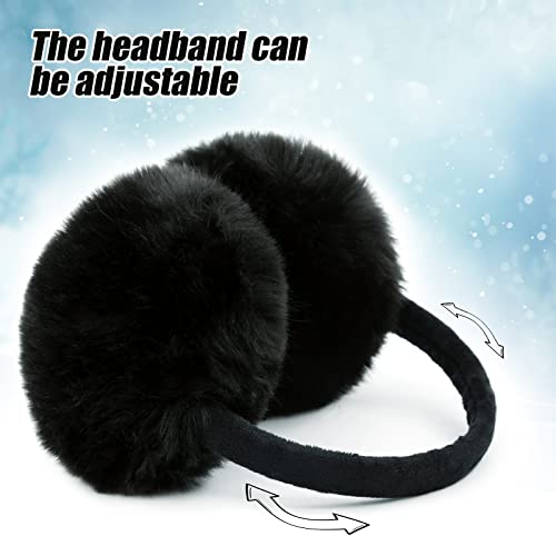 Fsteoe Winter Ear Muffs Women Warm Earmuffs Girls Ear Warmer Soft Plush Outdoor Plush Adjustable Ear Cover (Black) #TOP2