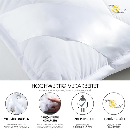 aqua-textil 4 Jahreszeiten Bettdecke 200x220cm Decken zusammengeknöpft Winter 1350g Sommer 1000g klimaregulierend Oeko-TEX – Ansicht 3