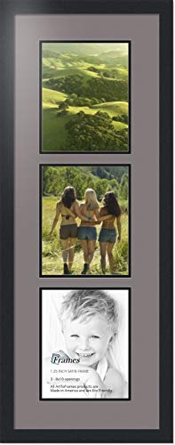 ArtToFrames Collage Photo Frame Double Mat with 3 - 8x10 Openings and Satin Black Frame