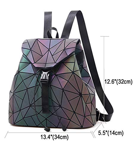 Geometric Backpack Luminous Backpacks Holographic Reflective Bag Lumikay Bags Irredescent Rucksack Rainbow (Style2+wallet set)3