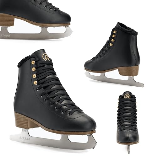 ATTABO Patines de Hielo Artísticos para Niños Isla 34 EU Cuchilla de Acero Inoxidable Ideal para Todos PVC Superior Soporte para Tobillo Estabilidad y Comodidad Diseño Clásico Color Negro