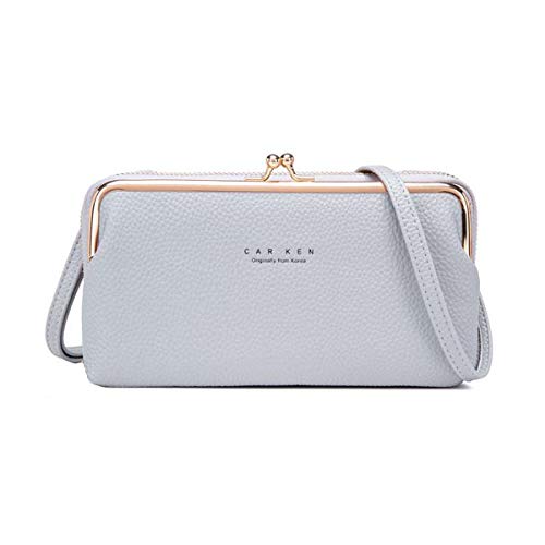 Vohoney Portefeuille Sac Téléphone Portable Femme Sac en Bandoulière Sac à Main Sac Téléphone Pochette Telephone Porte-Monnaie Petits Sacs Téléphone Crossbody Shoulder Bag (Gris Portefeuille Femme)